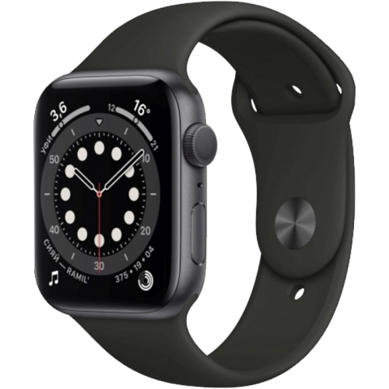Apple Watch Series 6 40mm Space Gray Aluminum Case with Black Sport Band