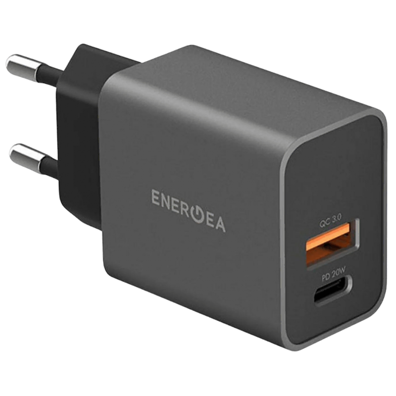 EnergEA СЗУ Ampcharge PD20+, USB-C PD20 +USB-A QC3.0 20W Gunmetal