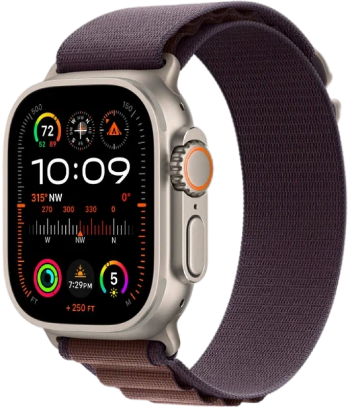 Apple Watch Series Ultra 2 49mm Titanium Case with Indigo Alpine Loop L