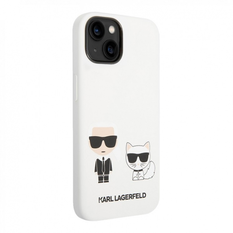 Lagerfeld для iPhone 14 Pro чехол Liquid silicone Karl & Choupette Hard White