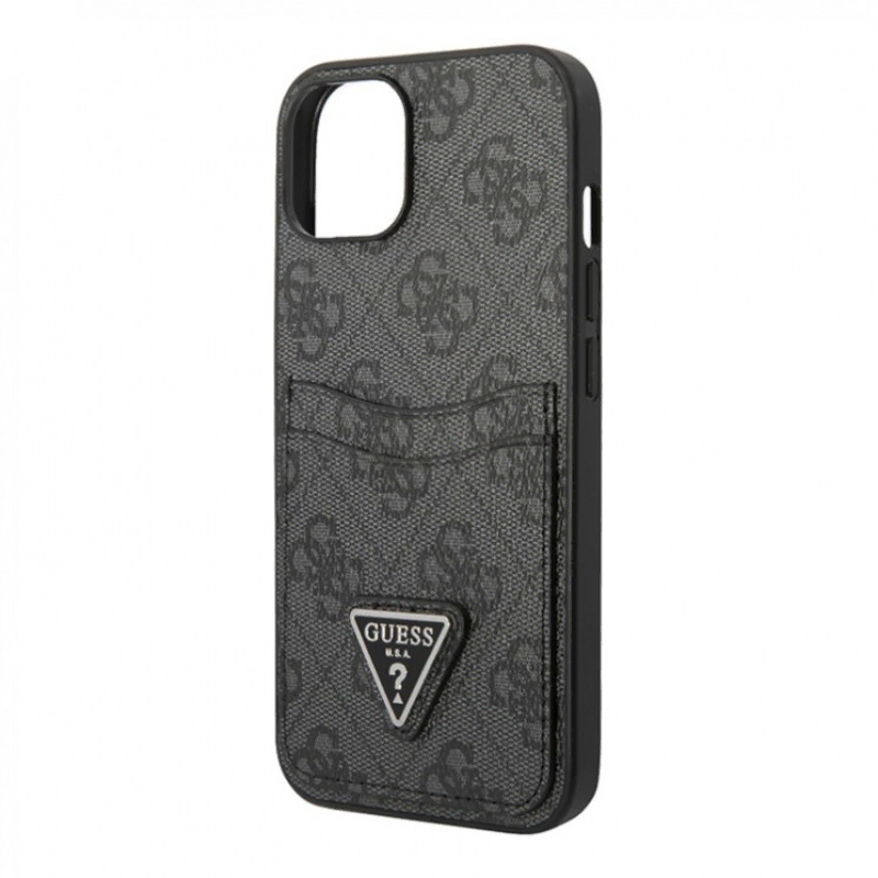 Guess для iPhone 14 Pro чехол PU 4G Double cardslot w Metal triangle logo Hard Black