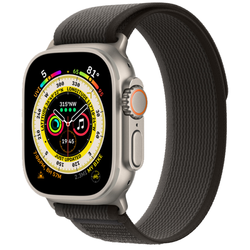Apple Watch Series Ultra 49mm Titanium Case with Black Trail Loop S/M