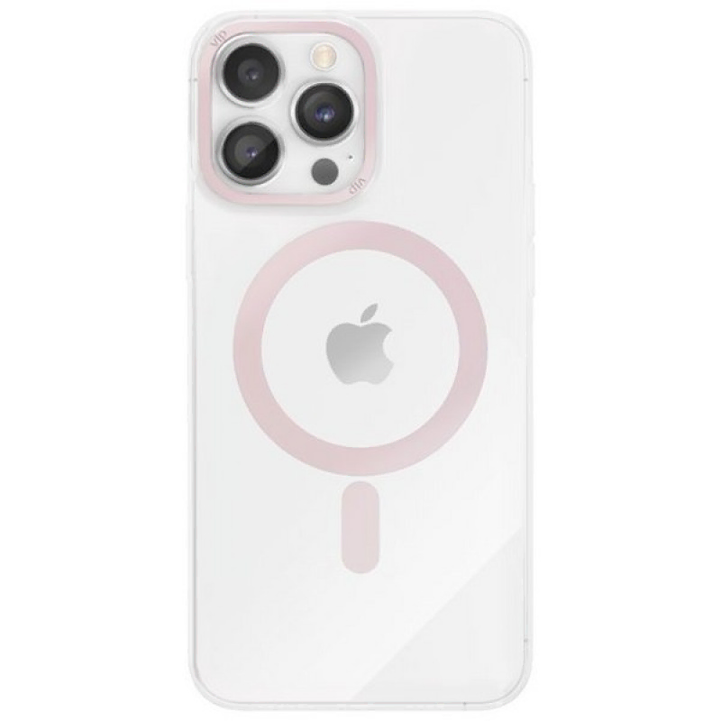 Чехол защитный "vlp" Line case with MagSafe для iPhone 14 Pro, розовый